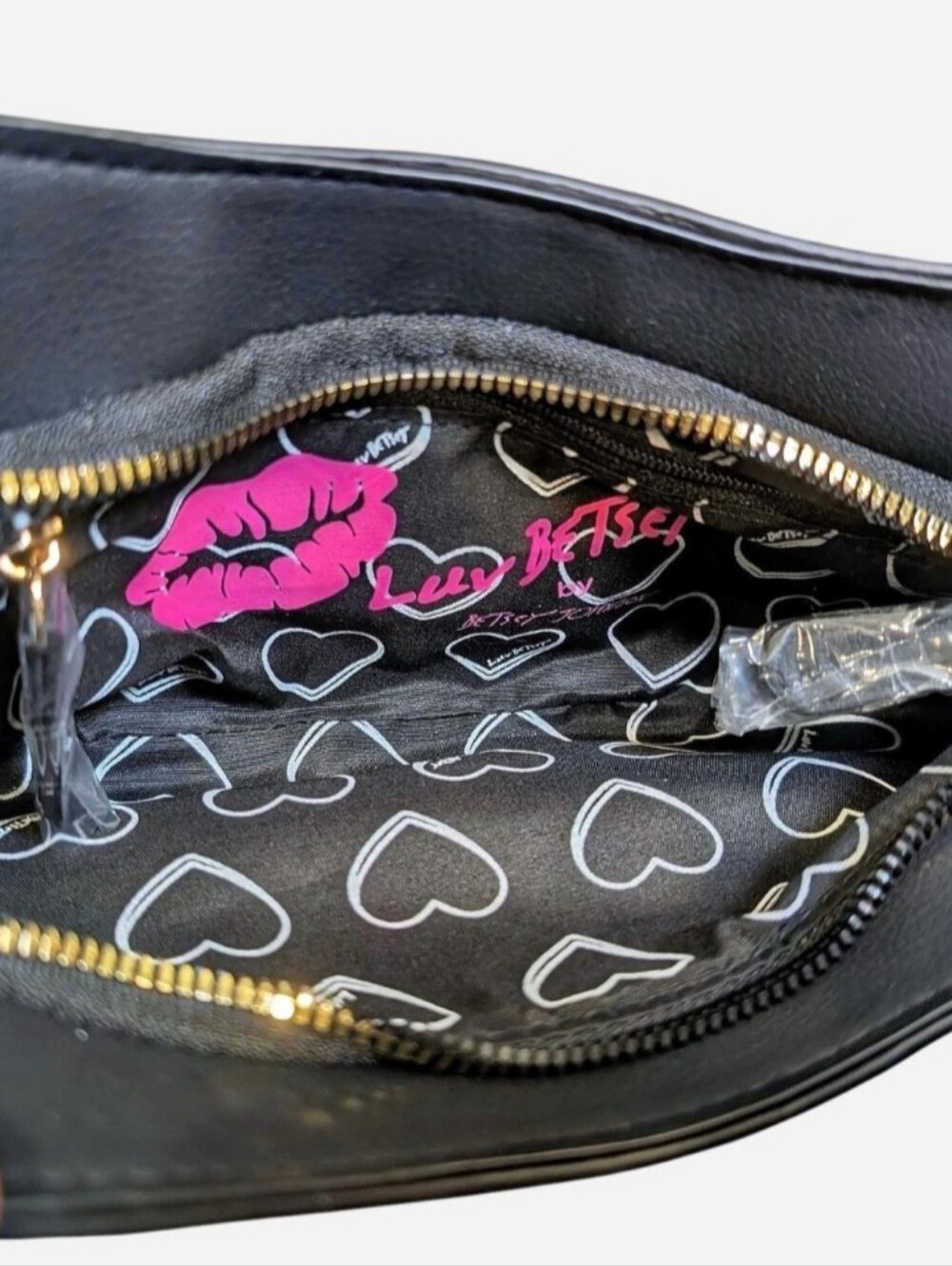 Luv Betsey by Betsey Johnson Gothic Skull Embossed Shoulder Bag Black - Picture 5 of 6